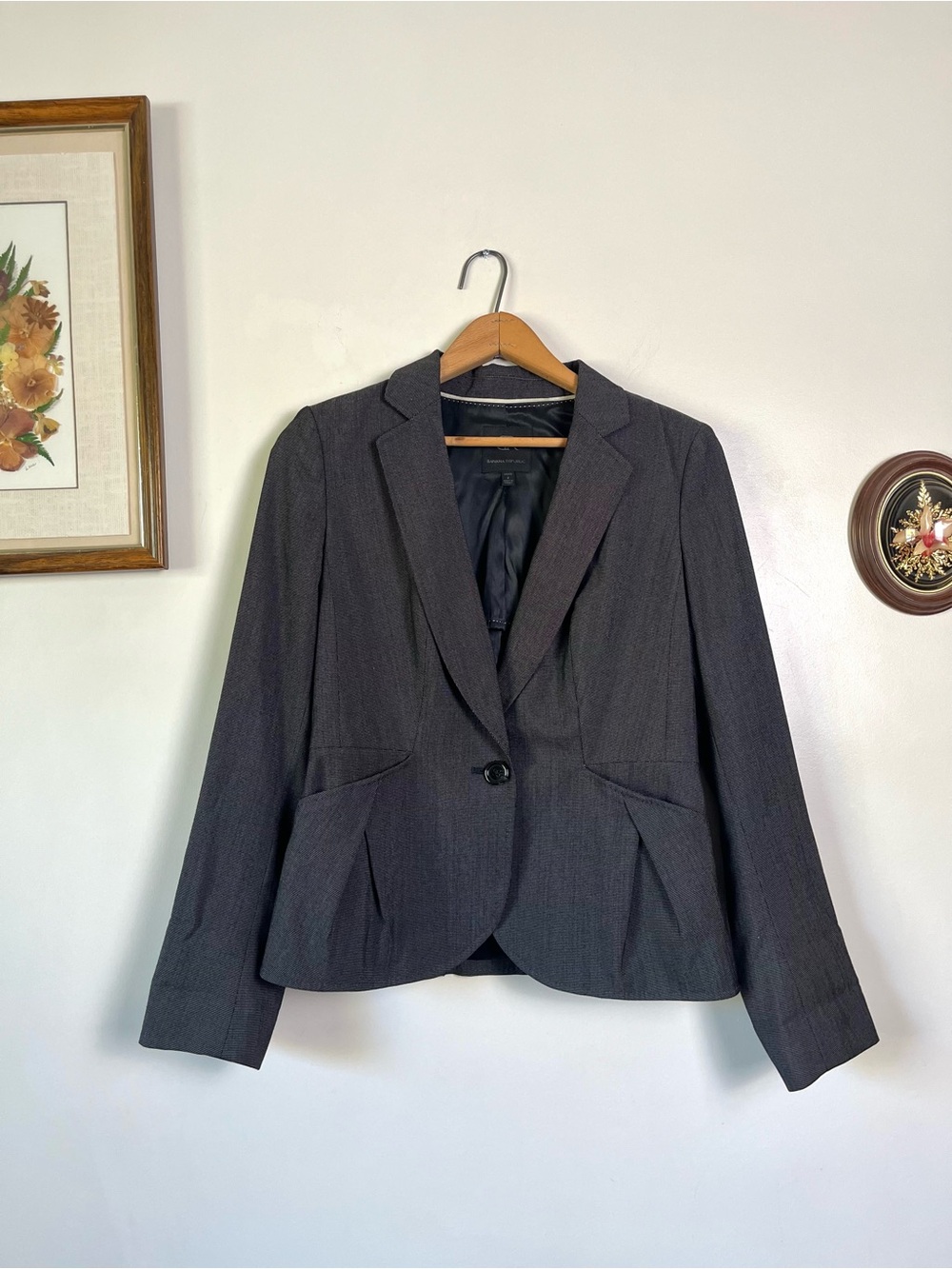 Banana Republic Charcoal Stretch Wool Blend Blazer Jacket